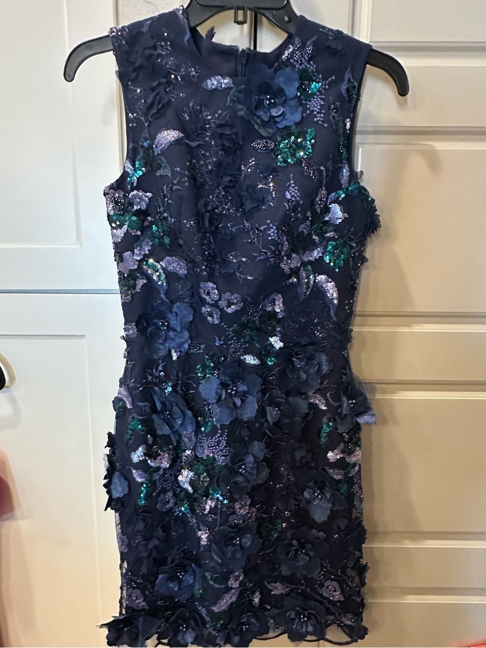 Helsi Navy Floral Appliqué Sequin Cocktail Dress